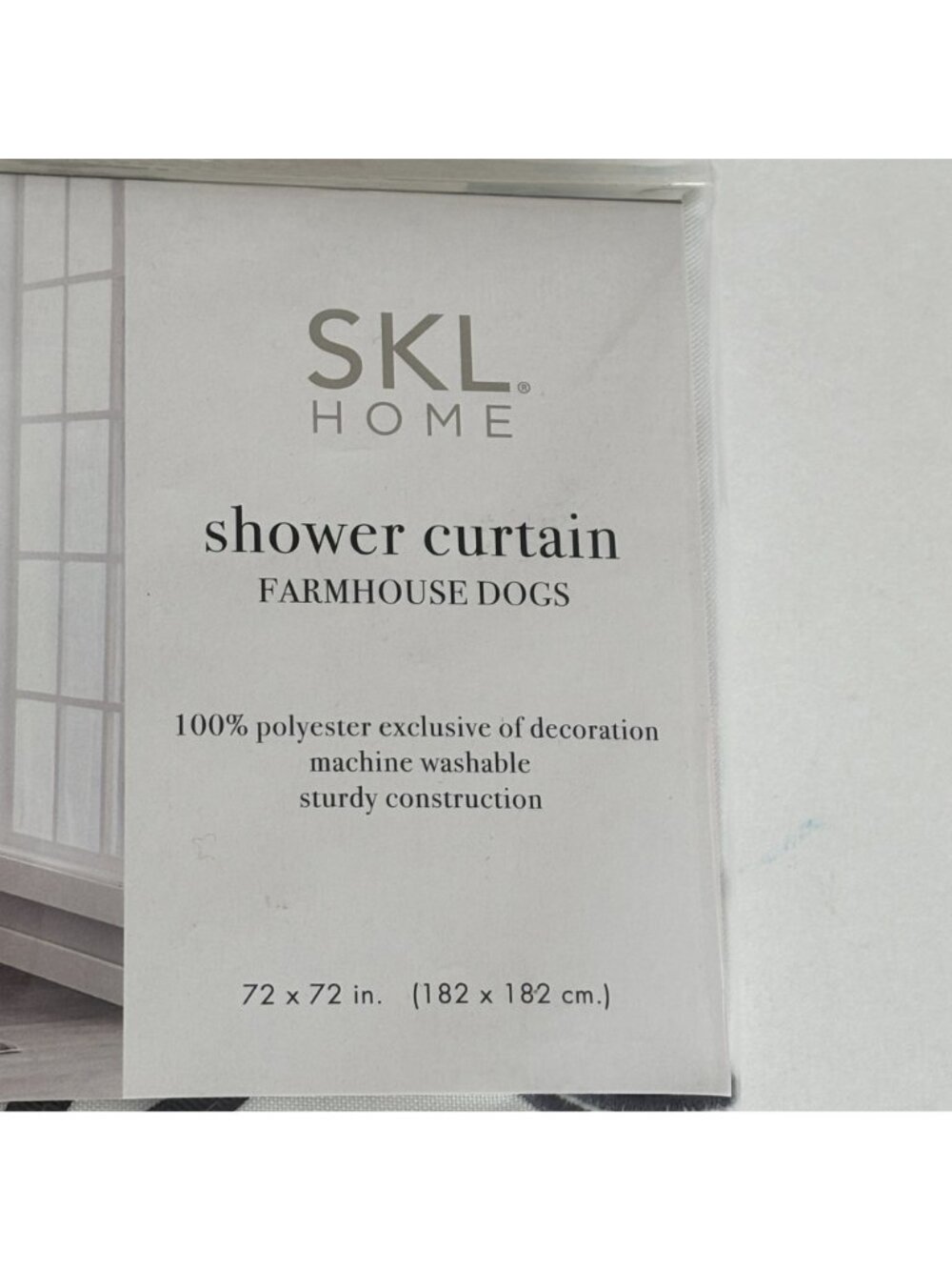 SKL Home Shower Curtain Farmhouse Dogs Black White Gingham 72x 72 Bathroom Decor - Picture 2 of 13